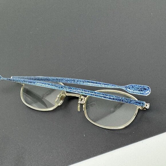 SELIMA OPTIQUE  Polka n A Very Small Eyeglasses Blue Glitter Chrome FRANCE 42-19 - Picture 3 of 16